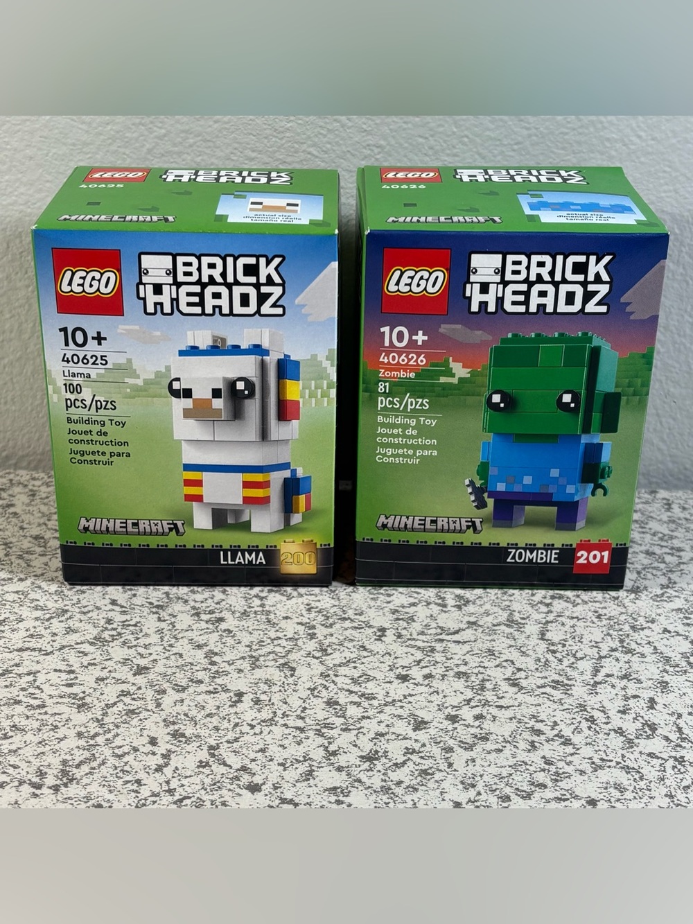 LEGO Brickheadz Minecraft Llama (40625) & Zombie (40626) Retired Sets New Sealed